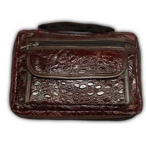 Genuine Leather Croc Embossed Travel Bag